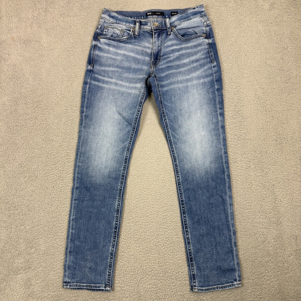 BKE Mason Slim Fit Jeans Mens‎ 30x32 Medium Wash Stretch Denim Whiskered Blue